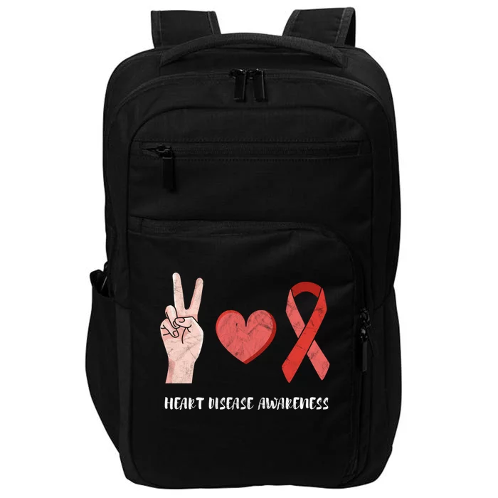 Heart Disease Awareness Month Peace Love Hope Heart Health Funny Gift Impact Tech Backpack