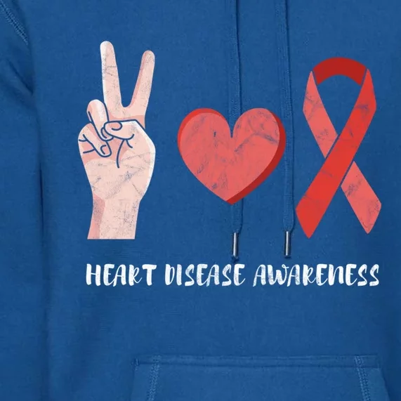 Heart Disease Awareness Month Peace Love Hope Heart Health Funny Gift Premium Hoodie