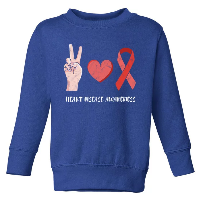 Heart Disease Awareness Month Peace Love Hope Heart Health Funny Gift Toddler Sweatshirt