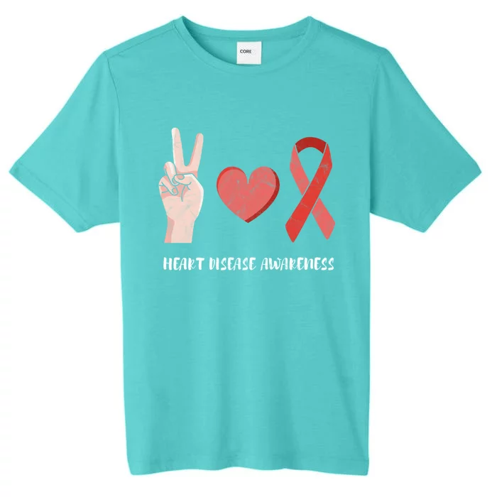 Heart Disease Awareness Month Peace Love Hope Heart Health Funny Gift ChromaSoft Performance T-Shirt