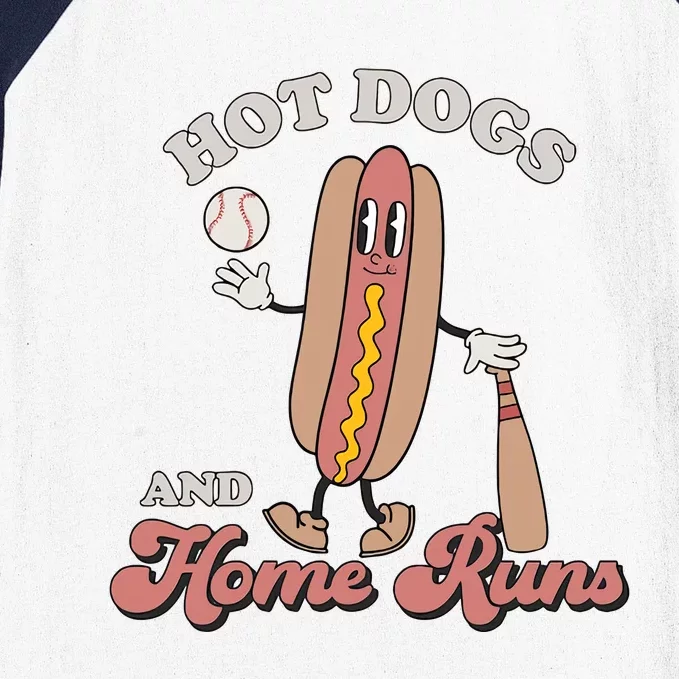 Hot Dogs And Home Runs Retro Baseball Season Baseball Groovy Funny Baseball Sleeve Shirt