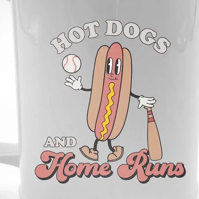 Hot Dogs And Home Runs Retro Baseball Season Baseball Groovy Funny Front & Back Beer Stein