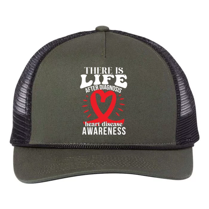 Heart Disease Awareness Month Red Ribbon Chd Gift Retro Rope Trucker Hat Cap