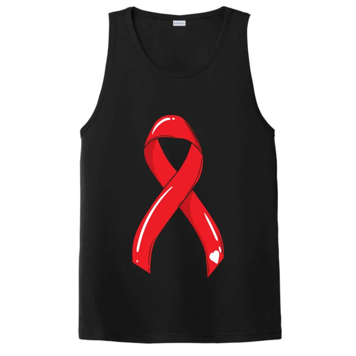 Heart Disease Awareness Month Red Ribbon Warrior Survivor Gift Performance Tank