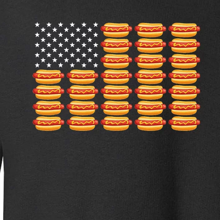 Hot Dog American Flag July 4th Patriotic Toddler Sweatshirt