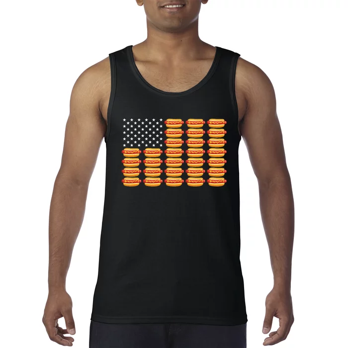 Hot Dog American Flag July 4th Patriotic Tank Top