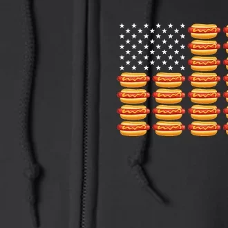 Hot Dog American Flag July 4th Patriotic Full Zip Hoodie