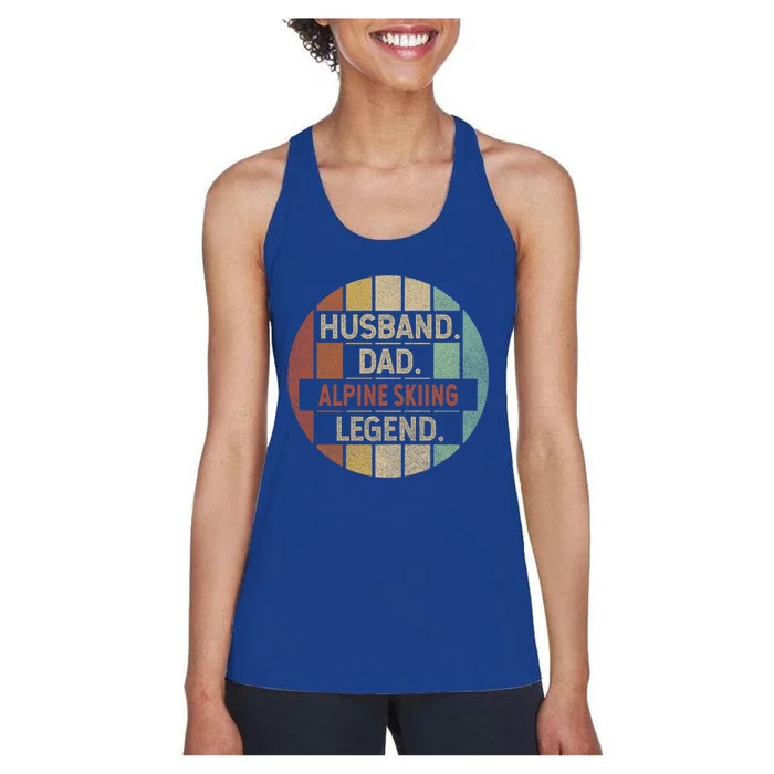 Husband Dad Alpine Skiing Legend Vintage Great Gift Women's Racerback Tank