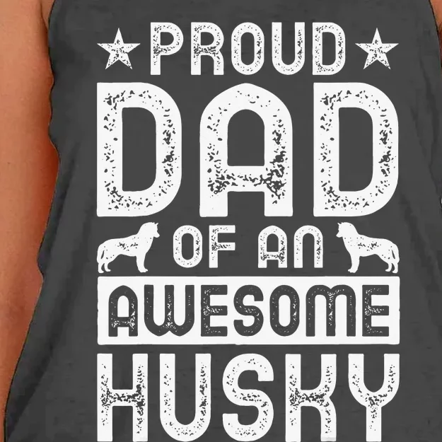 Husky Dad Apparel Great Funny Dads Design Women's Knotted Racerback Tank