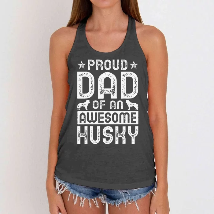 Husky Dad Apparel Great Funny Dads Design Women's Knotted Racerback Tank