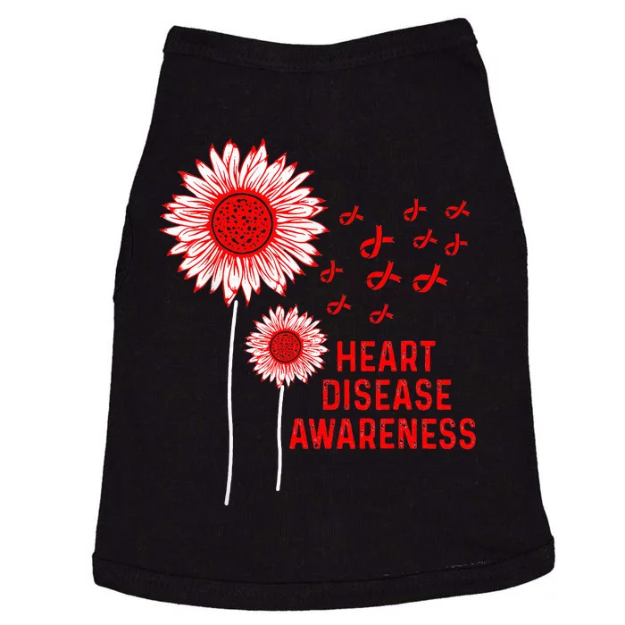 Heart Disease Awareness Sunflower Red Ribbon Doggie Tank