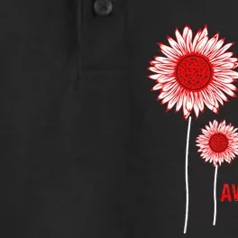 Heart Disease Awareness Sunflower Red Ribbon Dry Zone Grid Performance Polo