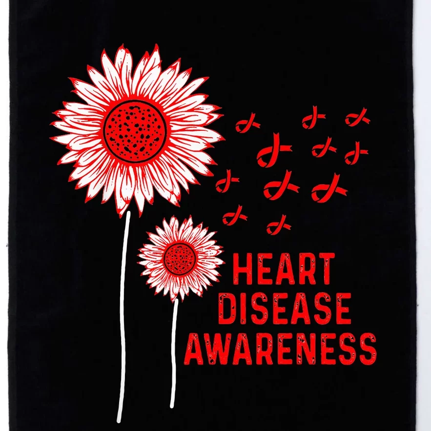 Heart Disease Awareness Sunflower Red Ribbon Platinum Collection Golf Towel