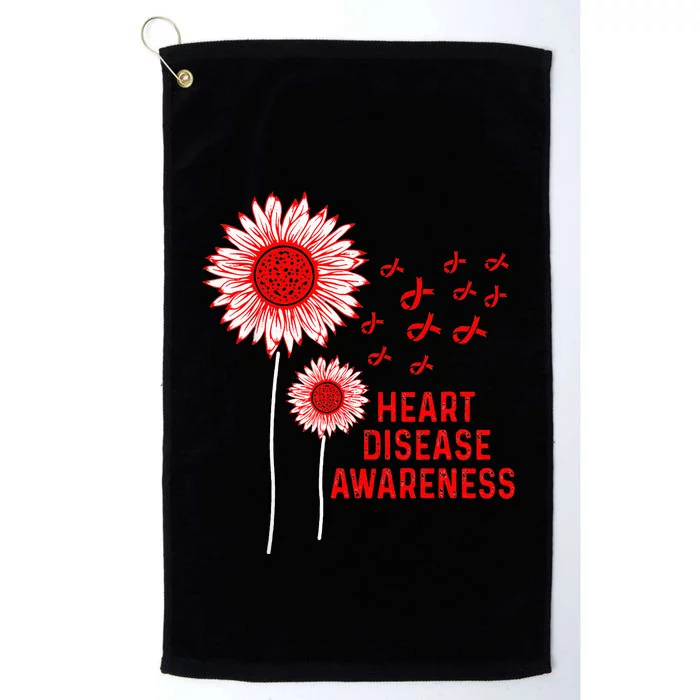 Heart Disease Awareness Sunflower Red Ribbon Platinum Collection Golf Towel