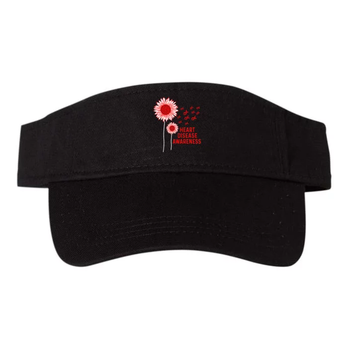 Heart Disease Awareness Sunflower Red Ribbon Valucap Bio-Washed Visor