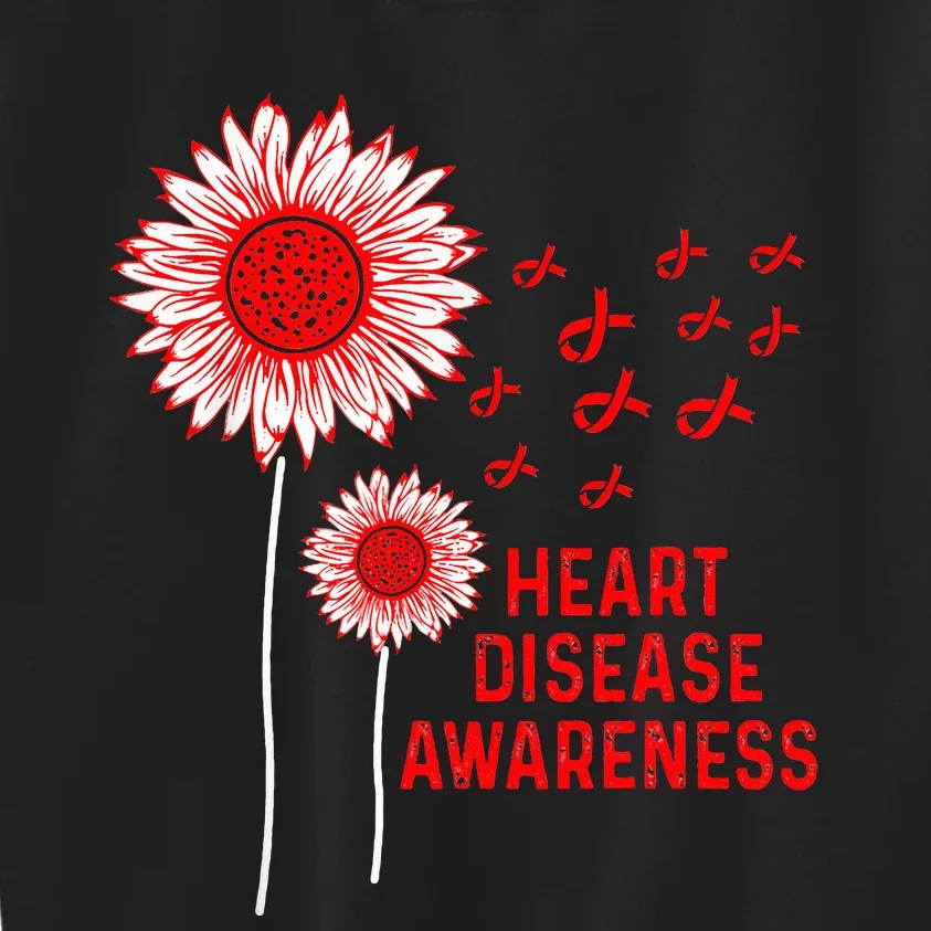 Heart Disease Awareness Sunflower Red Ribbon Kids Sweatshirt