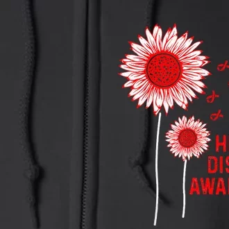 Heart Disease Awareness Sunflower Red Ribbon Full Zip Hoodie