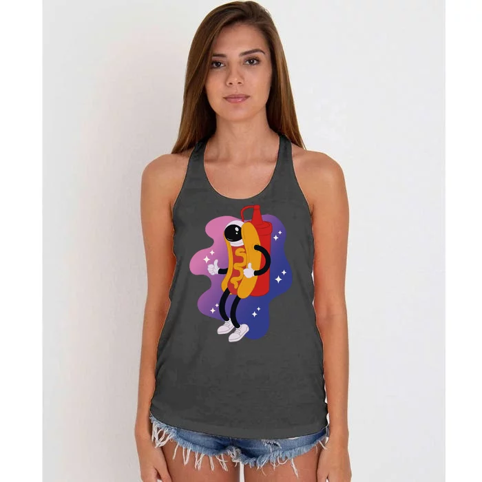 Hot Dog Astronaut Women's Knotted Racerback Tank