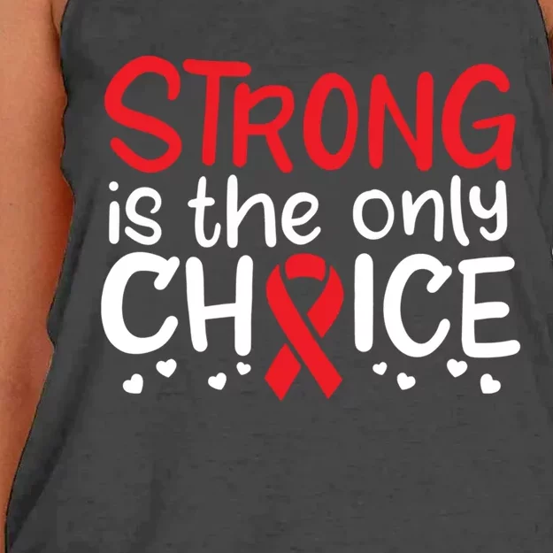 Heart Disease Awareness Month Warrior Survivor Red Ribbon Gift Women's Knotted Racerback Tank