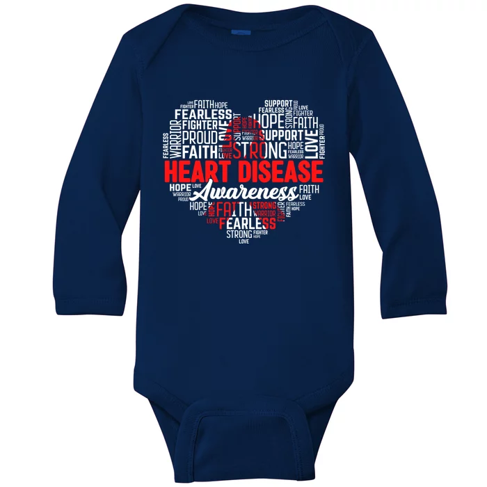 Heart Disease Awareness Month Wear Red Week Red Ribbon Meaningful Gift Baby Long Sleeve Bodysuit