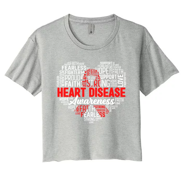 Heart Disease Awareness Month Wear Red Week Red Ribbon Meaningful Gift Women's Crop Top Tee