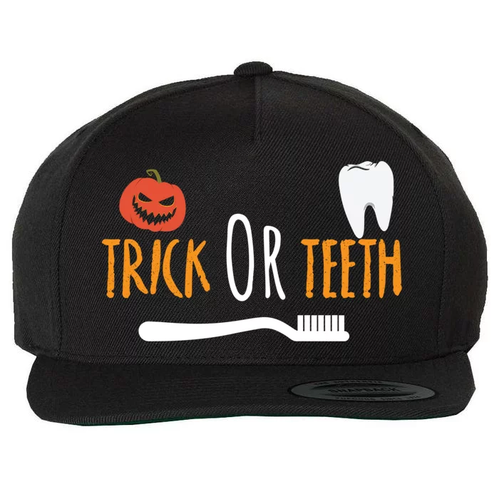 Halloween Dentist And Dental Assistant Trick Or Teeth Gift Wool Snapback Cap