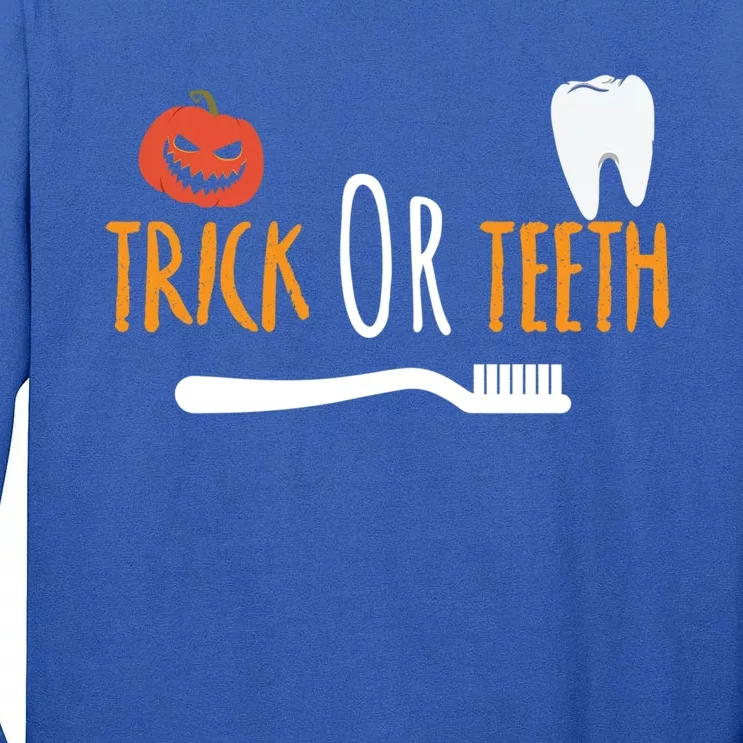 Halloween Dentist And Dental Assistant Trick Or Teeth Gift Tall Long Sleeve T-Shirt