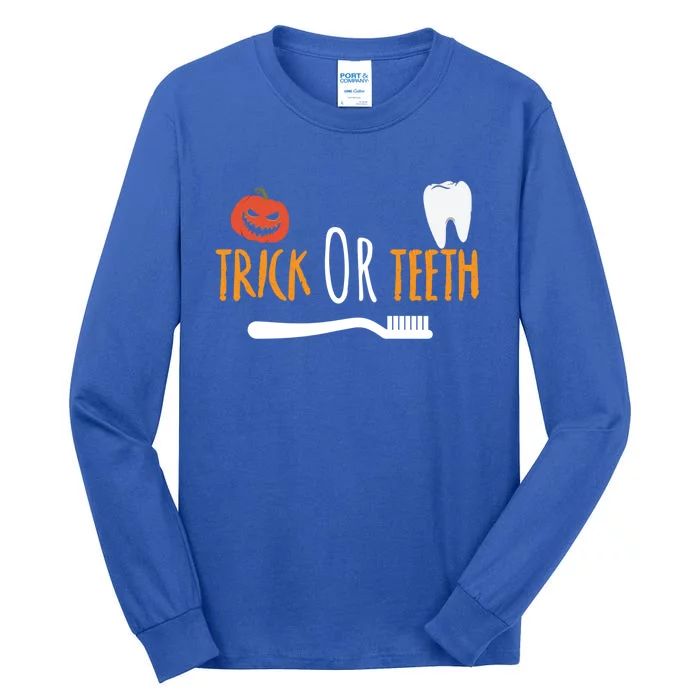 Halloween Dentist And Dental Assistant Trick Or Teeth Gift Tall Long Sleeve T-Shirt