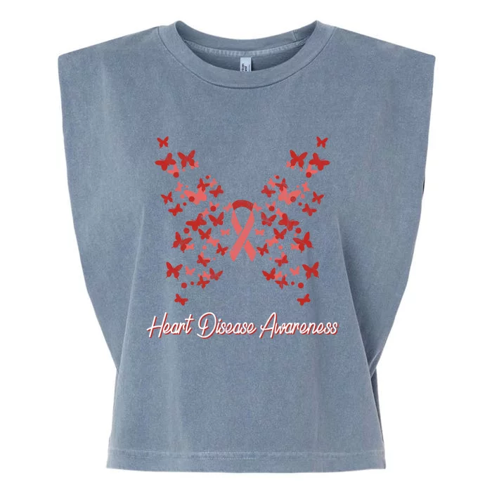 Heart Disease Awareness Month 'S Butterfly Heart Health Gift Garment-Dyed Women's Muscle Tee