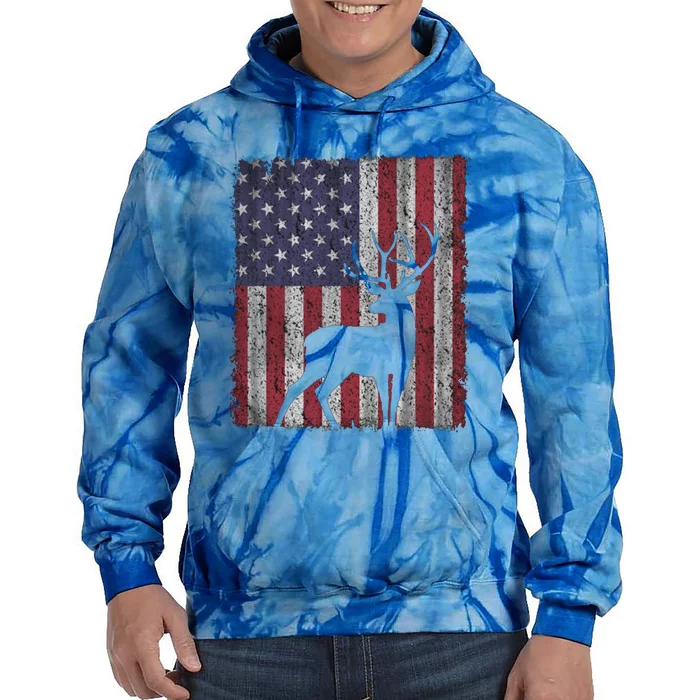 Hunting Deer American Flag Usa Bow Gun Patriotic America Gift Tie Dye Hoodie