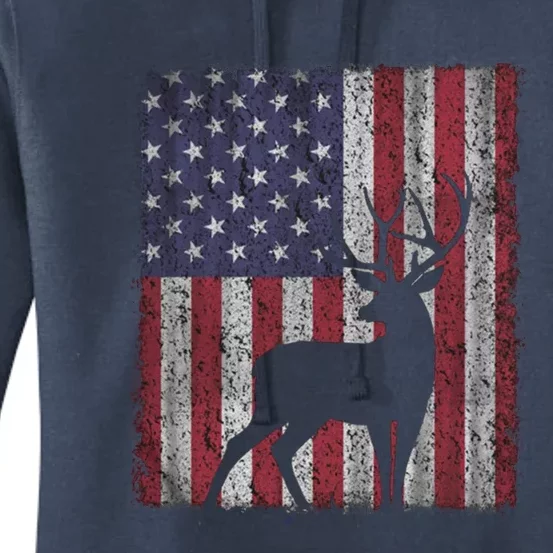 Hunting Deer American Flag Usa Bow Gun Patriotic America Gift Women's Pullover Hoodie