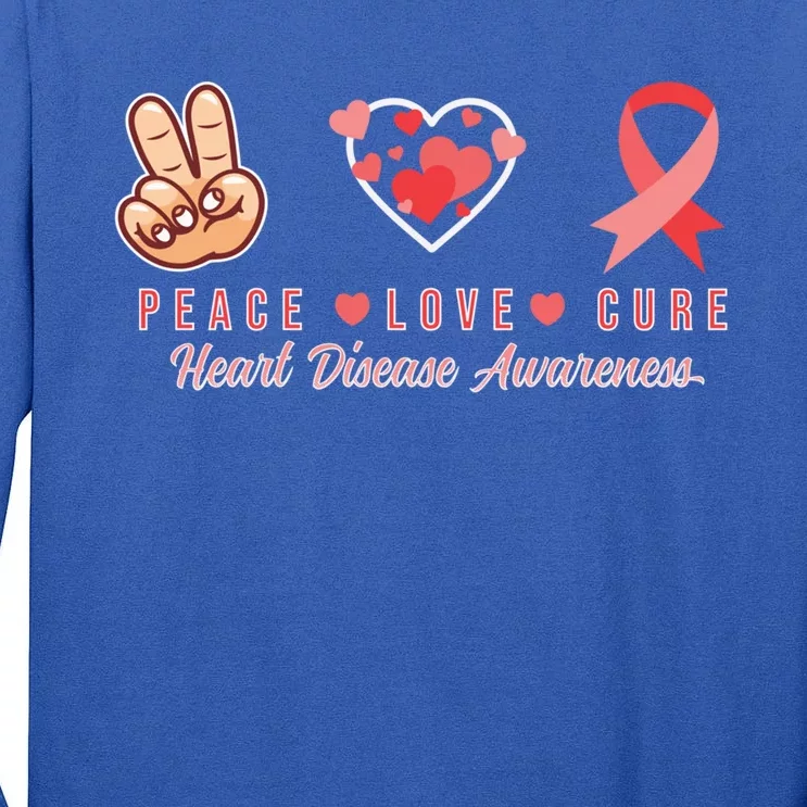 Heart Disease Awareness Peace Love Cure Fighters Gift Tall Long Sleeve T-Shirt