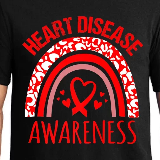 Heart Disease Awareness Red Heart Ribbon Rinbow Gift Pajama Set