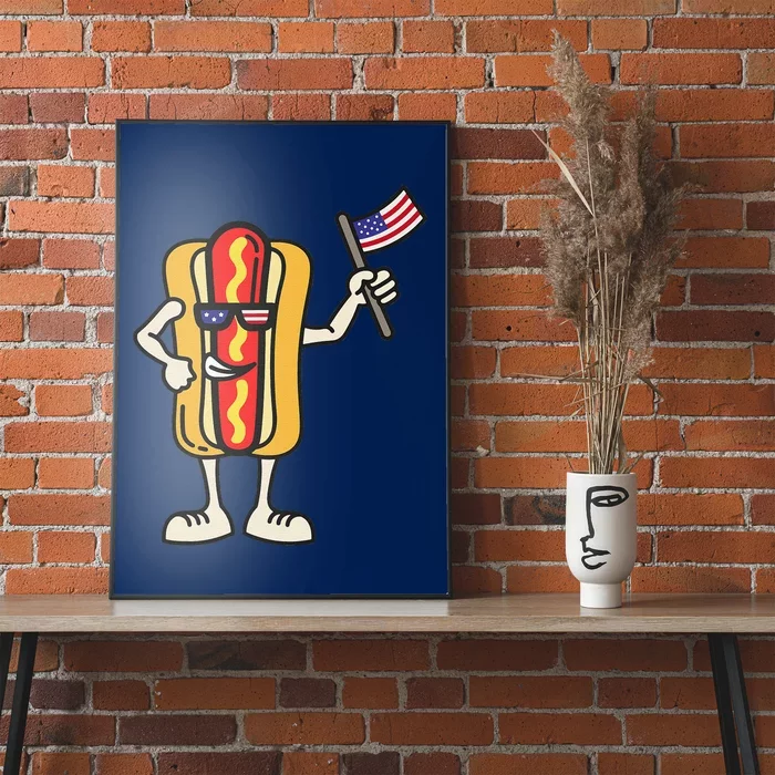 Hot Dog American Flag July 4th Patriotic BBQ Cookout Funny Poster