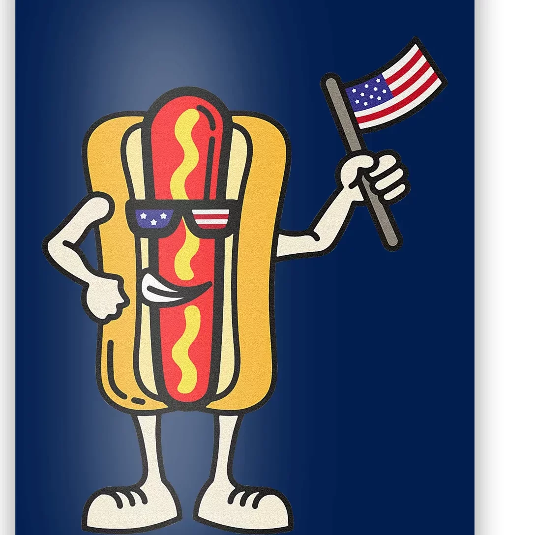 Hot Dog American Flag July 4th Patriotic BBQ Cookout Funny Poster