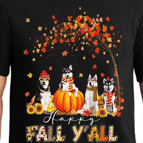 Husky Dog Autumn Fall Pumpkin Truck Mappe Thanksgiving Pajama Set