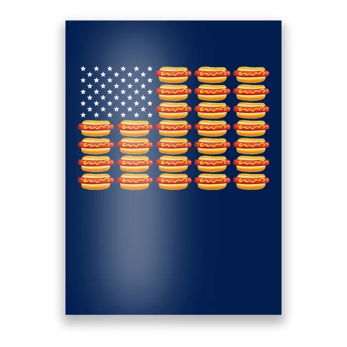 Hot Dog American Flag July 4th Patriotic Summer BBQ Funny Poster