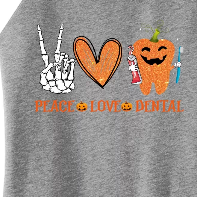 Halloween Dental Assistant Peace Love Dental Pumpkin Cute Gift Women’s Perfect Tri Rocker Tank