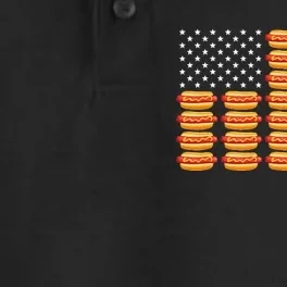 Hot Dog American Flag Dry Zone Grid Performance Polo