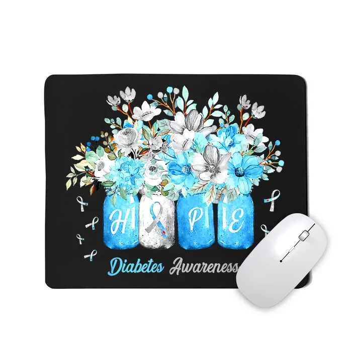 Hope Diabetes Awareness Blue Flowers Type 1 Diabetes Month Mousepad