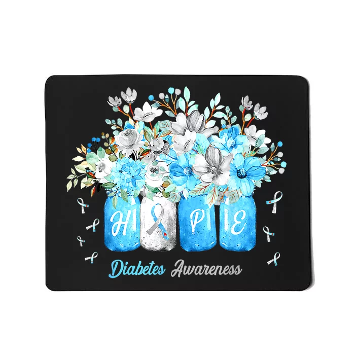 Hope Diabetes Awareness Blue Flowers Type 1 Diabetes Month Mousepad