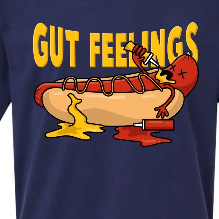 Hot Dog And Bun Gut Feelings Funny Sausage Food Coma Gift Sueded Cloud Jersey T-Shirt