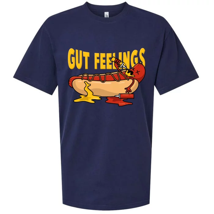 Hot Dog And Bun Gut Feelings Funny Sausage Food Coma Gift Sueded Cloud Jersey T-Shirt