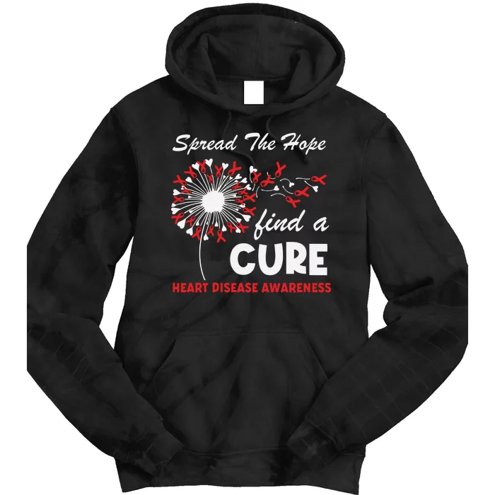 Heart Disease Awareness Spread The Hope Find A Cure Red Ribbon Tie Dye Hoodie