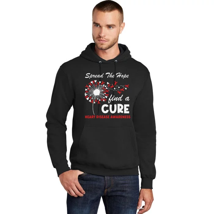 Heart Disease Awareness Spread The Hope Find A Cure Red Ribbon Tall Hoodie