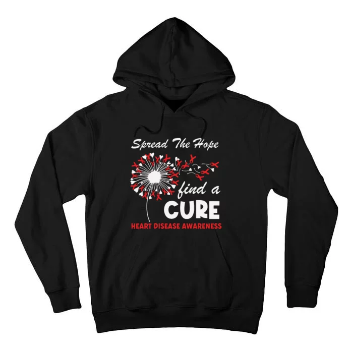 Heart Disease Awareness Spread The Hope Find A Cure Red Ribbon Tall Hoodie