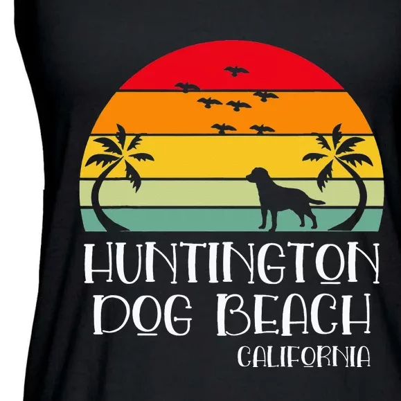 Huntington Dog Beach California Ladies Essential Flowy Tank