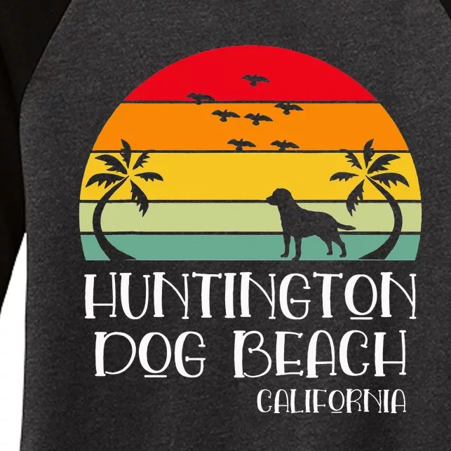 Huntington Dog Beach California Women's Tri-Blend 3/4-Sleeve Raglan Shirt