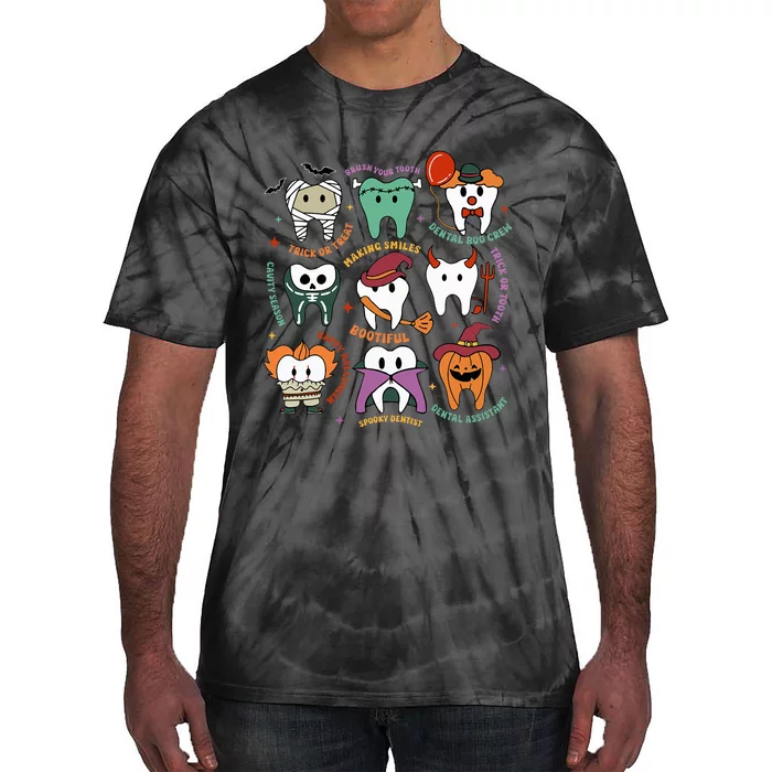 Halloween Dental Boo Crew Dentist Costume Teeth Tie-Dye T-Shirt