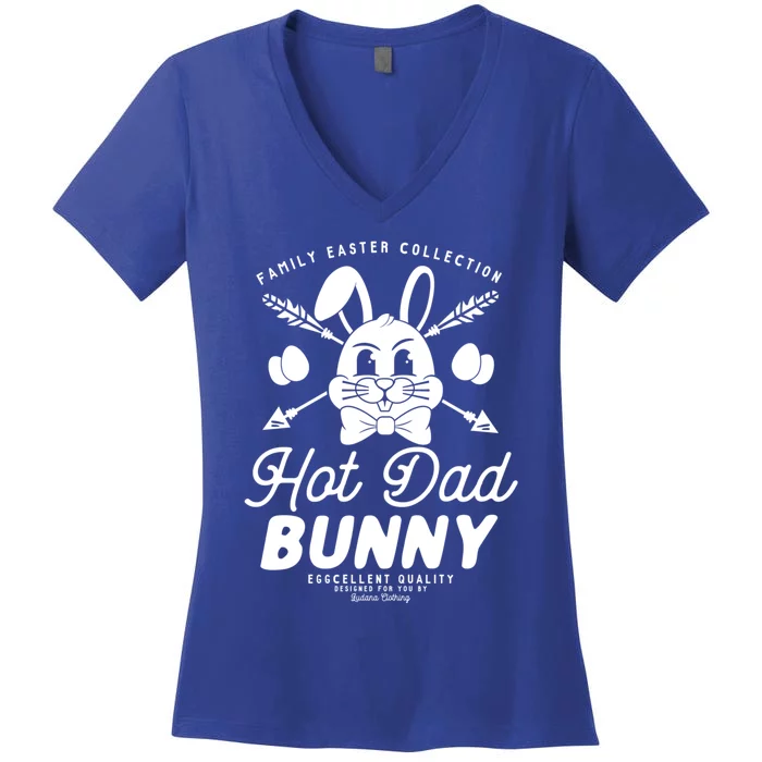 Hot Dad Bunny Matching Family Outfit Easter Party Pajama Great Gift Women's V-Neck T-Shirt